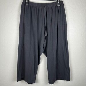 Roaman's Womens Lounge Pants Drawstring Wide Leg‎ Cropped Gray Size L